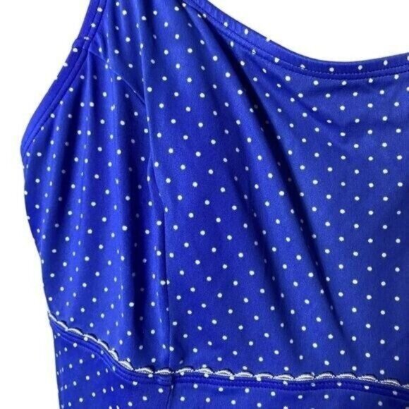 L.L. Bean Polka Dot One Piece Swimsuit‎ Dress Large Purple Modest Vacatio… - Picture 4 of 9